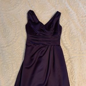 Blue satin wedding dress